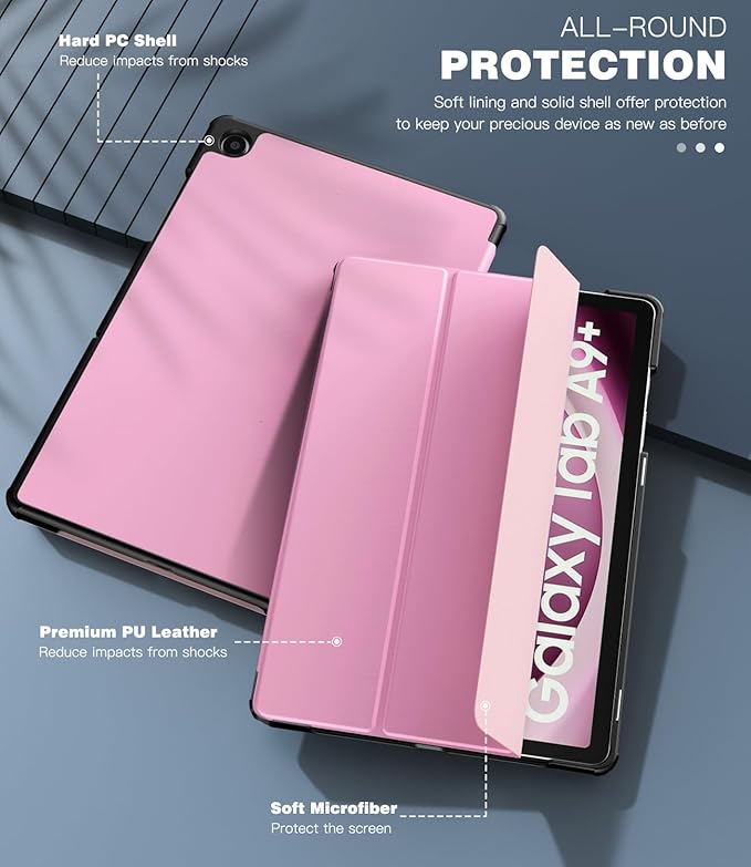 TiMOVO Case for Samsung Galaxy Tab A9+/A9 Plus 11 Inch 2023, Slim Lightweight Stand Hard Back Shell Protective Cover for Galaxy Tab A9+ Tablet SM-X210/X216/X218, Auto Wake/Sleep, Flowers Pink