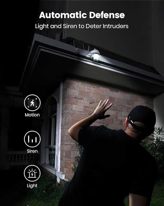 DEKCO Security Cameras Wireless Outdoor, Solar Powered, Panoramic PTZ, Auto Motion Tracking, True 2K, Color Night Vision, Spotlights, 2-Way Talk, 2 Pac