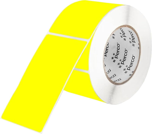 Perco Fluorescent Yellow Labels 3x5 Inch 500 Stickers/Roll with Easy Peel Perforation and Strong Adhesion for Inventory Management, Color Coding, Moving Boxes, Retail, Organizing & CraftsâMade in USA