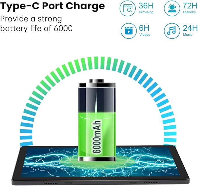 kinstone 10.1 Inch Android Tablet - Octa-Core 2.0GHz MTK8183 Processor, 8GB RAM 256GB ROM Expandable 1TB, 13MP Dual Camera, 1920x1200 FHD Display, 6000mAh Battery, Dual WiFi 2.4G/5G, Bluetooth 5.0