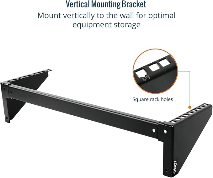 Tecmojo 3U Vertical Wall Mount Rack and Bracket for 19" Rack Mount Network and Server Equipment