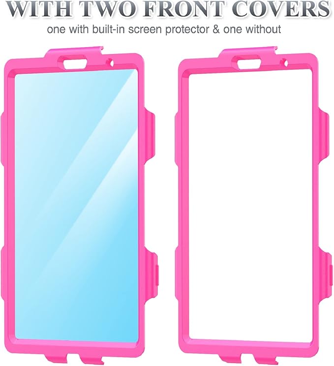 SEYMAC stock Case for iPad 9th/ 8th/ 7th Generation 10.2'', Shockproof with Screen Protector, Pencil Holder [360° Rotating Hand Strap] & Stand, for iPad 10.2 inch 2021-2019 (Rose+Black)