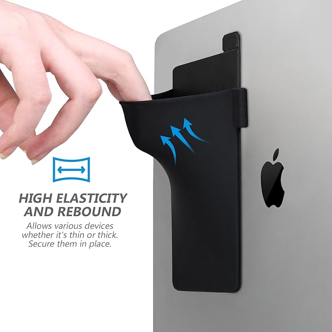 Lacdo Portable External Hard Drive Sleeve for Laptop, Stick on Pouch Holder with Reusable Adhesive, Fit 2.5" Seagate, WD, Toshiba, LaCie External HDD, SSD, Wireless Mouse, Cables, with Pen Loop, Black