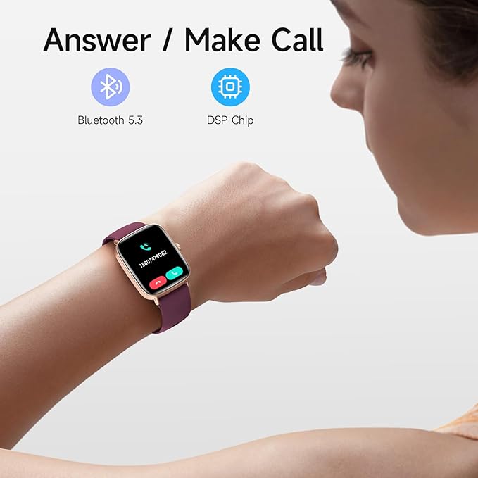 Smart Watch for Women, 1.85" HD Smartwatch Compatible iPhone/Samsung/Android (Answer/Make Calls), 100+ Sport Modes Fitness Tracker with Heart Rate/Sleep/SpO2 Monitor, IP68 (Deep Purple)
