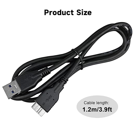USB A to Micro B Cable, 5Gbps External Hard Drive Cable Cord USB 3.0 to Micro B Lead Compatible with Nikon Canon Camera, Western, WD Elements, Seagate Expansion, Toshiba Canvio, Westgate