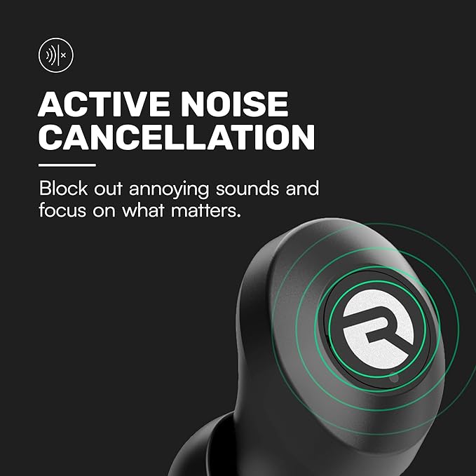 Raycon Everyday Earbuds Classic Bluetooth Wireless with Microphone - Stereo Sound, Active Noise Canceling, in-Ear Bluetooth Headset True Wireless Earbuds 32 Hours Playtime (Black)