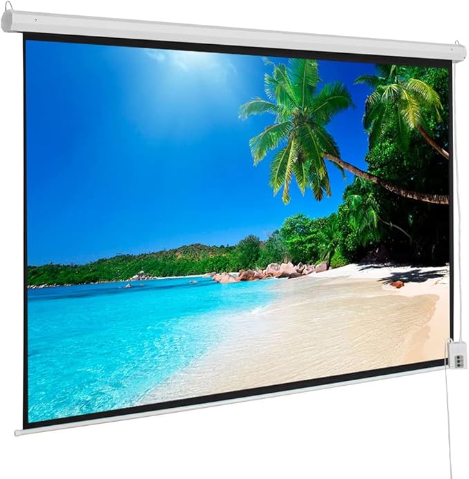 Motorized Projector Screen with Remote Control, No Wrinkles, Without Dents, HD Screen, for Home Theater Office Classroom TV Usage (92inch 16:9)