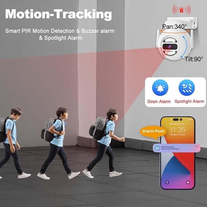 [Auto Tracking Alert 360° PTZ & 2-Way Audio] 8CH Plug&Play Wireless Cameras for Home Security, 4x1920P 5MP IP67 IR&Full Color Night Vison AI Motion Detection, 500G HDD 24/7 Recording Remote Control
