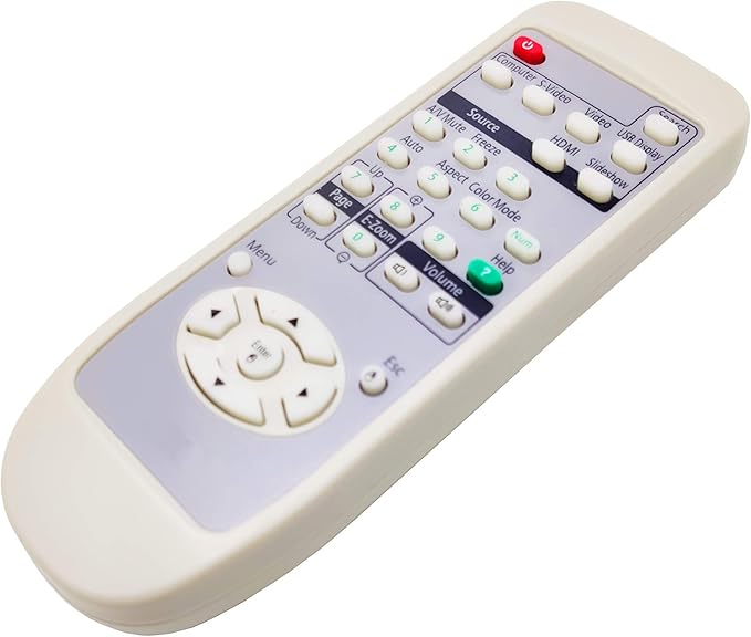 1491616 Projector Remote Control for Epson EX31, EX3200, EX51, EX5200, EX71, EX7200, EB-W6, EP700, EX70, PowerLite 826W+/ 84+/ 85+/ 92/93/ 935W/ 95/ 96W/ S7/ S9/ W7/ X9/ W6/ Home Cinema 700