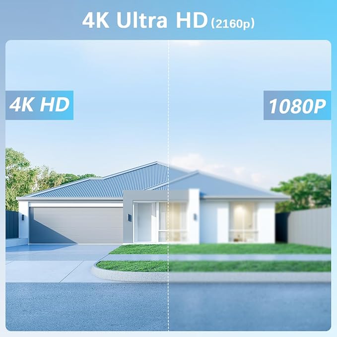 【130° Wide Angle】 4K Wired Security Camera System Outdoor Home Video Security Systems POE Security Surveillance Cameras