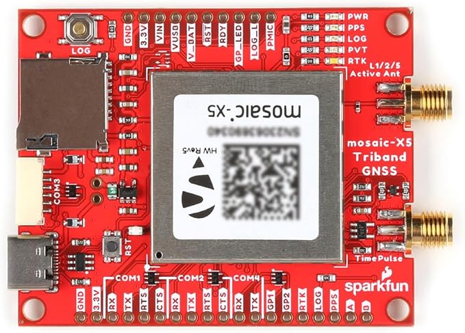 SparkFun Triband GNSS RTK Breakout - Mosaic-X5 high-Precision GNSS Receiver, with SD Capabilities and USB-2.0, MultiBand GPS Antenna, Board Dimensions: (Inches) 2.50 x 2.00