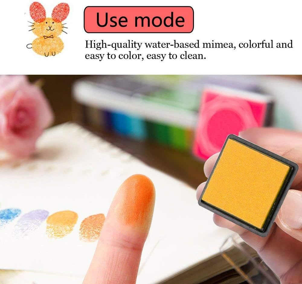Washable Ink Pads for Kids Rubber Stamps, 20 Colors Stamp Ink Pads, Fingerprint Crafts Stamp Pad for Kids, Paper, Scrapbooking, Wood Fabric