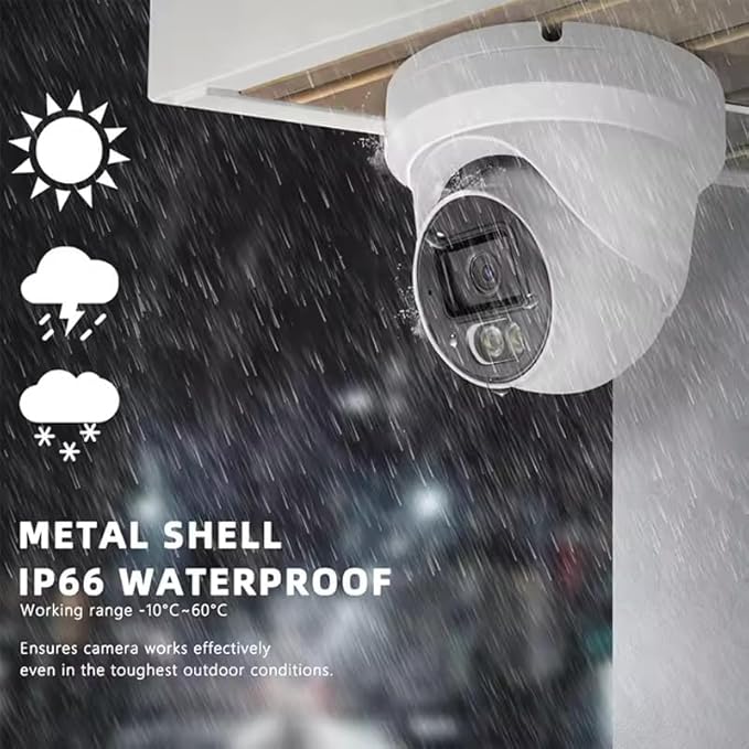 4K PoE Security Camera, 8MP IP Turret Dome, Big Sensor, Built-in Microphone, Smart Dual-Light Color Night Vision, IP67 Outdoor/Indoor, NDAA Compliant, ONVIF Compatible
