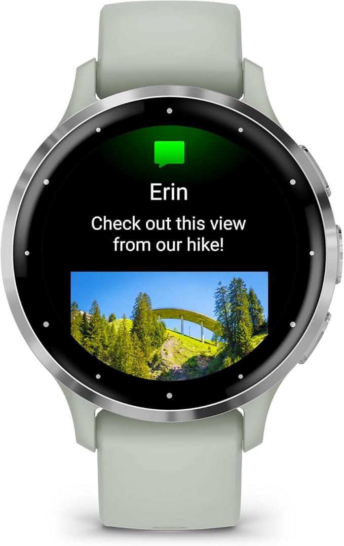 Garmin Venu 3S Running GPS Smartwatch with AMOLED Display, Advanced Health, Fitness Features, Up to 14 Day Battery Life with Signature Power Bundle | Silver with Sage Gray Silicone Band