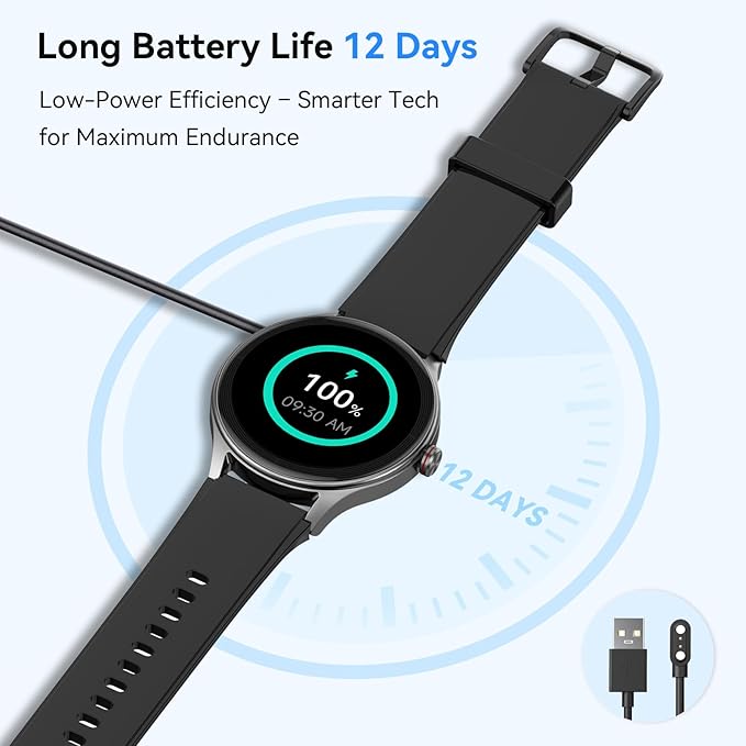 Smart Watches for Men/Women (2 Bands), 1.27“ Round Smartwatch Fitness Tracker with Bluetooth Calls (Make/Answer), Heart Rate/SpO2/Sleep Monitor, 12 Days Battery, IP68 Waterproof