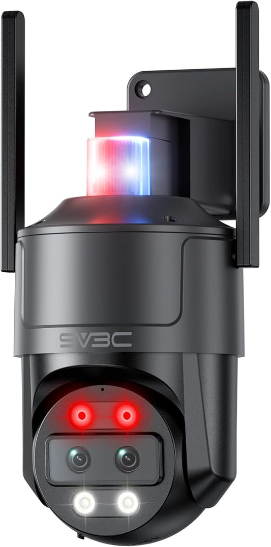 SV3C 4K Dual-Lens PTZ WiFi Outdoor Security Camera, Dual-Band Auto-Tracking ONVIF IP Dome, Color Night Vision, Human & Vehicle Detection, Waterproof, 24/7 Recording, Blueiris & Camhipro Compatible