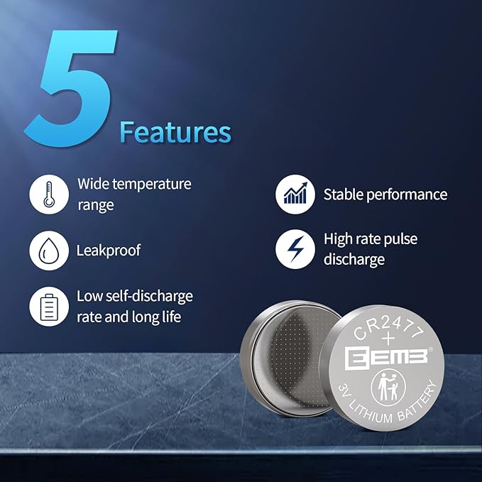 EEMB 10 Pack CR2477 Battery 3V Lithium Battery Button Coin Cell Batteries 2477 Battery DL2477, ECR2477 for Electronic Candle, Light, Remote Control, Key Fob, Alarm, Contact Sensor, Smart Devices