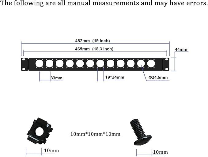 Harrisen 2PCS Hinged Rack Panel，1U12D XLR HDMI Audio Rack Mount Panel for 19 inches Audio Enclosure Server Computer Equipment Studio
