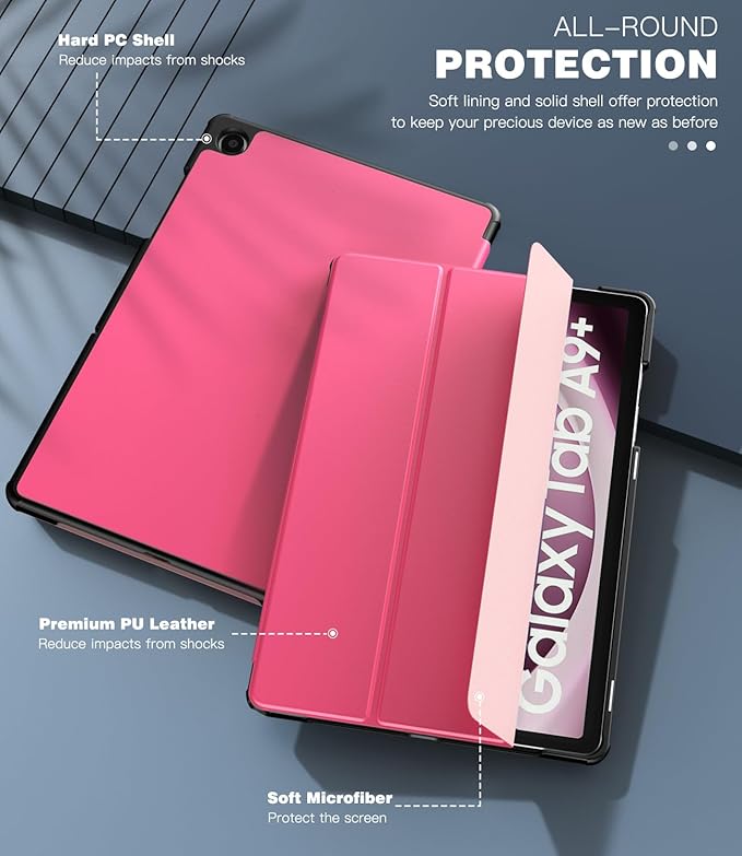 TiMOVO Case for Samsung Galaxy Tab A9+/A9 Plus 11 Inch 2023, Slim Lightweight Stand Hard Back Shell Protective Cover for Galaxy Tab A9+ Tablet SM-X210/X216/X218, Auto Wake/Sleep, Peach Pink