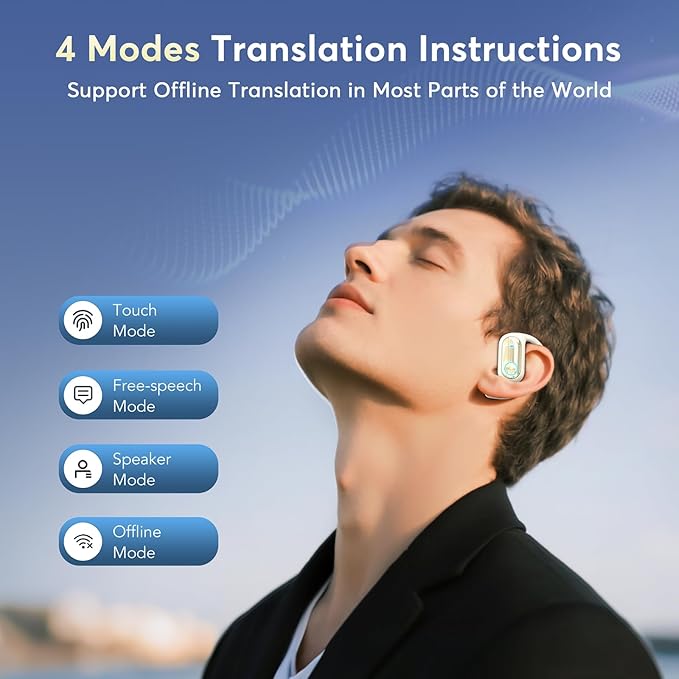 AI Translation Earbuds Real-Time 168 Languages Translator Earbuds, 3-in-1 Translation Device, Audifonos Traductores Inglés Español, Bluetooth 5.4 Translate Headphones for Travel, Business, Learning