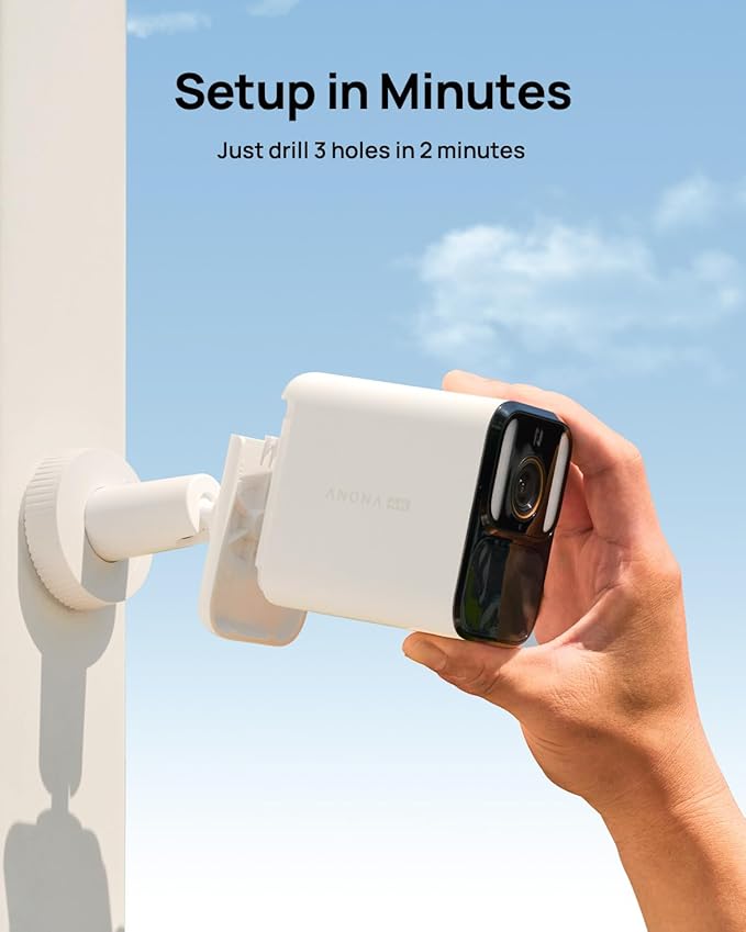 Anona Aurora 4K Solar Security Cameras Wireless Outdoor, Forever Power with Solar Panel, 8MP Color Night Vision, 24/7 AOV Recording, No Monthly Fees, AI Detection, Easy Setup, 2.4 GHz Wi-Fi, IP67