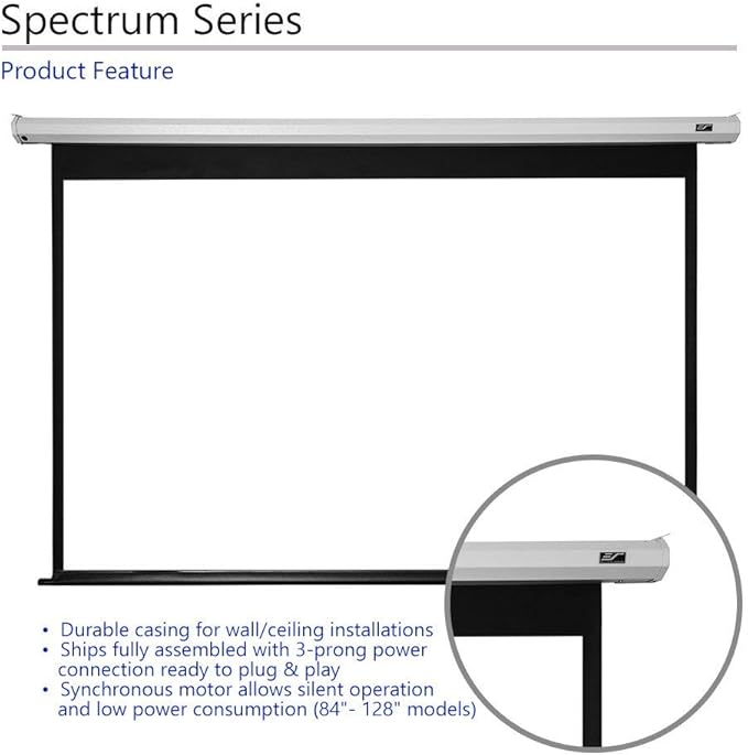 Elite Screens Spectrum Electric Motorized Projector Screen with Multi Aspect Ratio Function Max Size 120-inch Diag 4:3 + 110-inch Diag 16:9, Home Theater 8K/4K Ultra HD Ready Projection, ELECTRIC120V