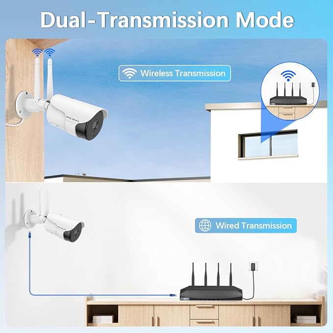 WEILAILIFE 【 90ft Super Night Vision & Dual Antenna Enhanced】 2-Way Audio Outdoor Wireless Security Camera System, WiFi Video Surveillance, Home Security Cameras