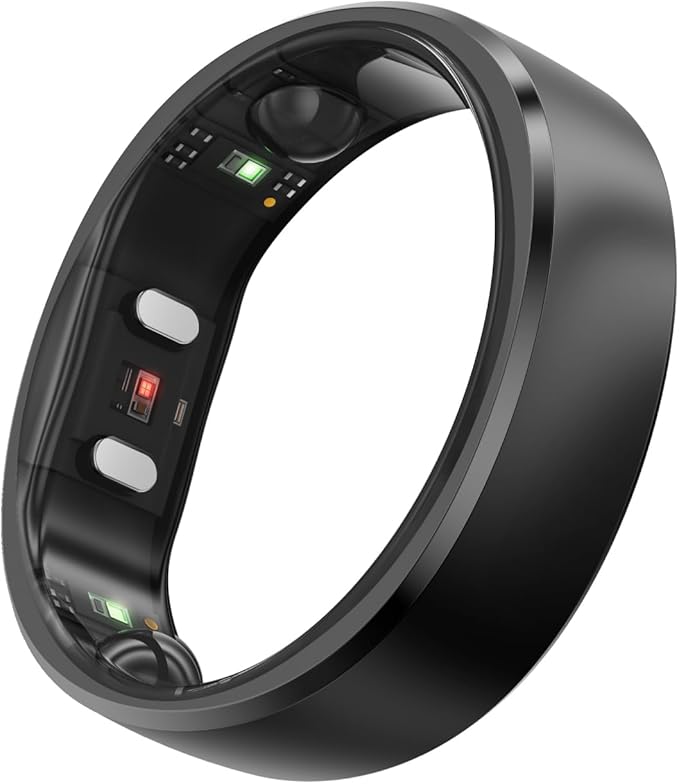 RingConn Gen 2, Worldâs First Smart Ring with Sleep Apnea Monitoring, No APP Subscription, 12-Day Battery Life, Stress/Heart Rate/Women's Health Tracker, Android & iOS Compatible (Black, Size 12)