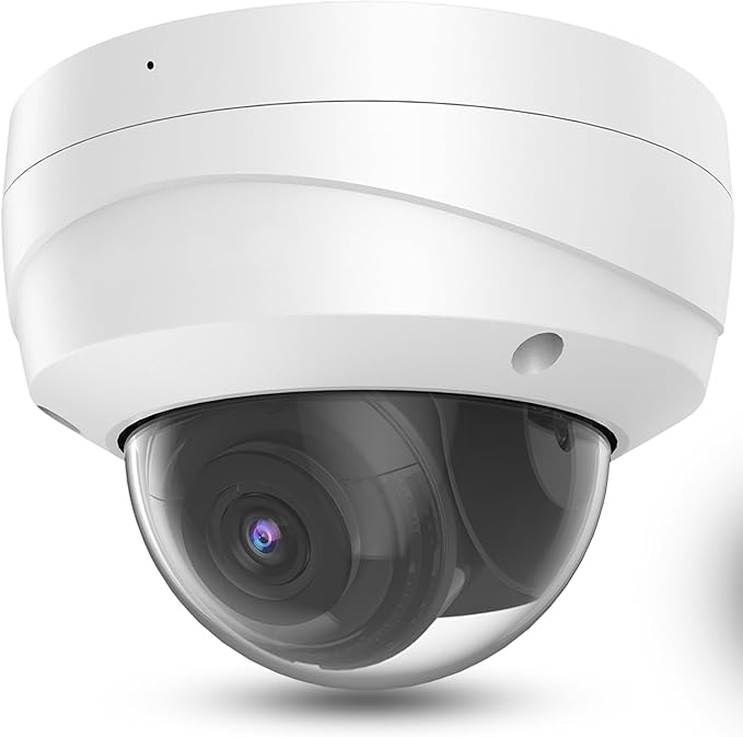 Real HD 4K 8MP Dome PoE IP Camera Outdoor 2.8mm 105° Wide Angle, 98ft IR Night Vision, H.265, IP67, WDR, Compatible with Onѵіf Protocol, BIᴜe Irіs