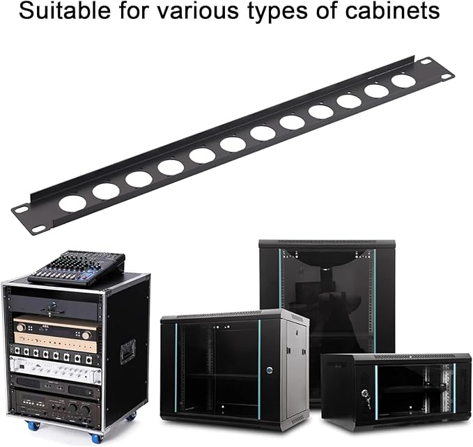 Harrisen 2PCS Hinged Rack Panel，1U12D XLR HDMI Audio Rack Mount Panel for 19 inches Audio Enclosure Server Computer Equipment Studio