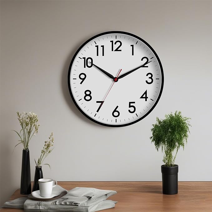 AKCISOT 16 Inch Wall Clock Large Silent Non-Ticking Wall Clocks Battery Operated - Analog Classic Clock Decorative for Living Room, Office, Home, School(Black)