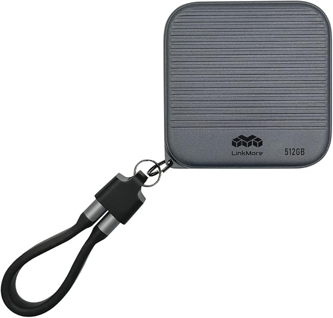 LinkMore 512GB Magnetic External Portable SSD – 950MB/s Read – for ProRes 4K – Phone SSD Compatible with MagSafe, USB-C, USB-A, iPhone 15/16, Mac, PC (NR P100)
