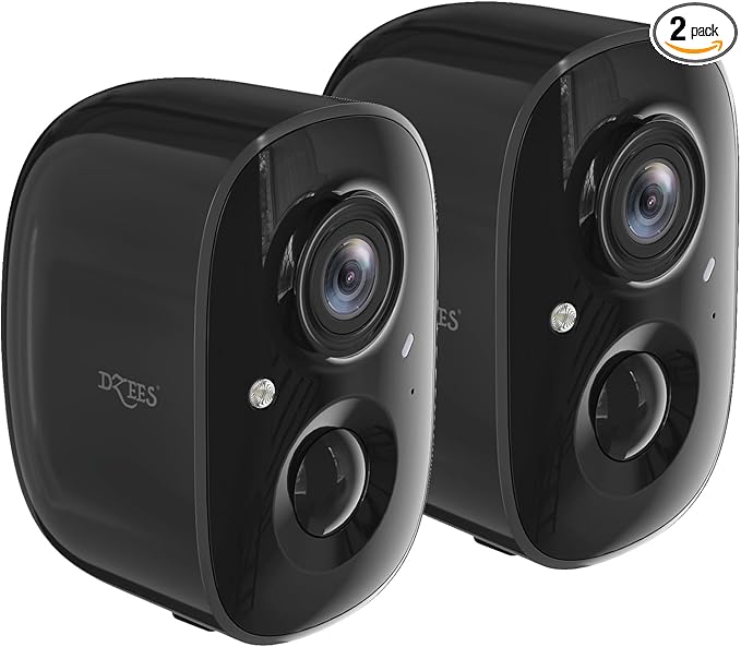 Dzees 2K Security Cameras Wireless Outdoor, Indoor-Outside WiFi Battery Powered Camera for Home Security,Color Night Vision,2-Way Talk,AI Motion Detection,Spotlight Siren Alarm,SD/Cloud Storage,2 Pack
