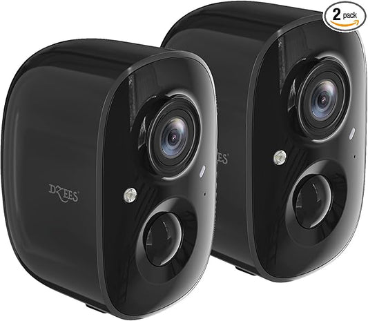 Dzees 2K Security Cameras Wireless Outdoor, Indoor-Outside WiFi Battery Powered Camera for Home Security,Color Night Vision,2-Way Talk,AI Motion Detection,Spotlight Siren Alarm,SD/Cloud Storage,2 Pack