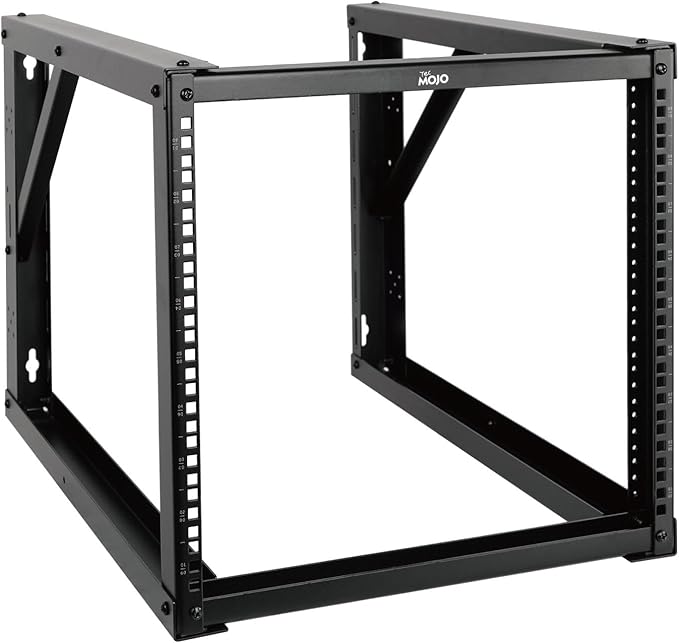 Tecmojo 9U Wall Mount Rack, Wall Mount Network Rack 24.8in Depth, Open Frame Server Rack for 19in IT/AV/Data/Home Equipment, Black