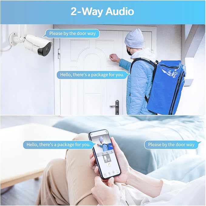 WEILAILIFE 【130° Wide-Angle & 2-Way Audio】 Outdoor Wireless Security Camera System, WiFi Video Surveillance, Home Security Cameras