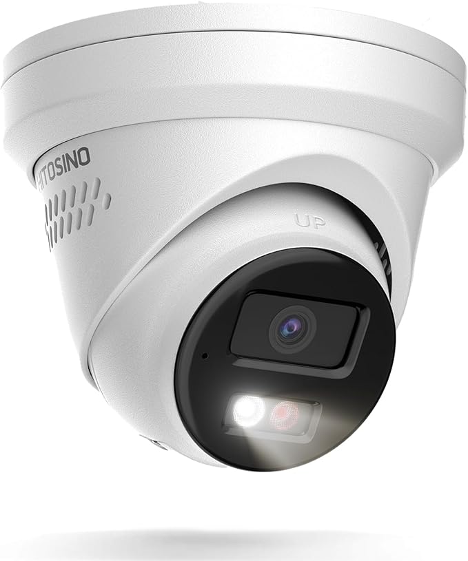 5MP Outdoor PoE IP Turret Camera, Sound & Light Alarm, Active Deterrence, Smart Color Night Vision (98ft), 2-Way Audio, AI Human/Vehicle Detection, Full Metal IP67, 115°Wide Angle, 120dB WDR