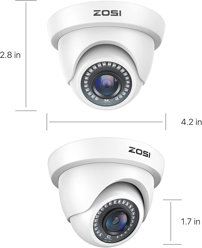 ZOSI 4Pack 2.0MP HD 1080P Security Cameras Kit, 80ft Night Vision, Indoor Outdoor Home CCTV Dome Camera for 1080P/5MP/4K HD-TVI Analog DVR System