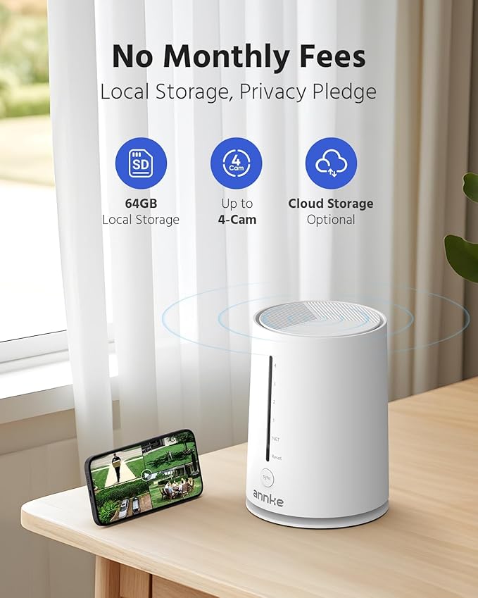 ANNKE 5MP Solar Wireless Security Camera Outdoor,Surveillance Home System,4CH and 2 Bullet Cam-Kit 4MP 2K, Color Night Vision, Spotlight Smart Alarm, PIR&Human Detection, 2-Way Audio, 64GB Memory Card