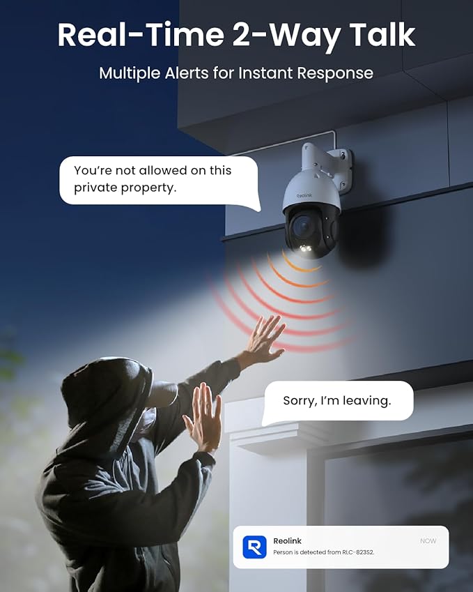 REOLINK RLC-823S2 Smart 4K/8MP UHD PTZ Security Camera with Cutting-Edge 16X Optical Zoom and 3D Zoom, Color Night Vision with Spotlights, Person/Vehicle/Animal Detection, 2 Way Talk, 24/7 Recording