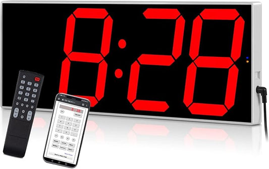 West Ocean Large Smart Digital LED WiFi Wall Clock with 6" Single Digit, Countdown, DST, Multifunction WiFi Smart Digital Wall Clock (Red)