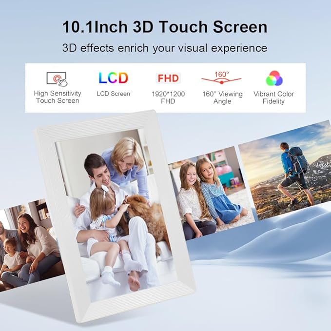3D Abstract Art Digital Picture Frame, 10.1" HD LCD 1920 * 1200 Touchscreen Digital Photo Frame with WiFi&Bluetooth, 16GB Electronic Photo Frame, Load Photo & Video from Phone, Best Gift for Family