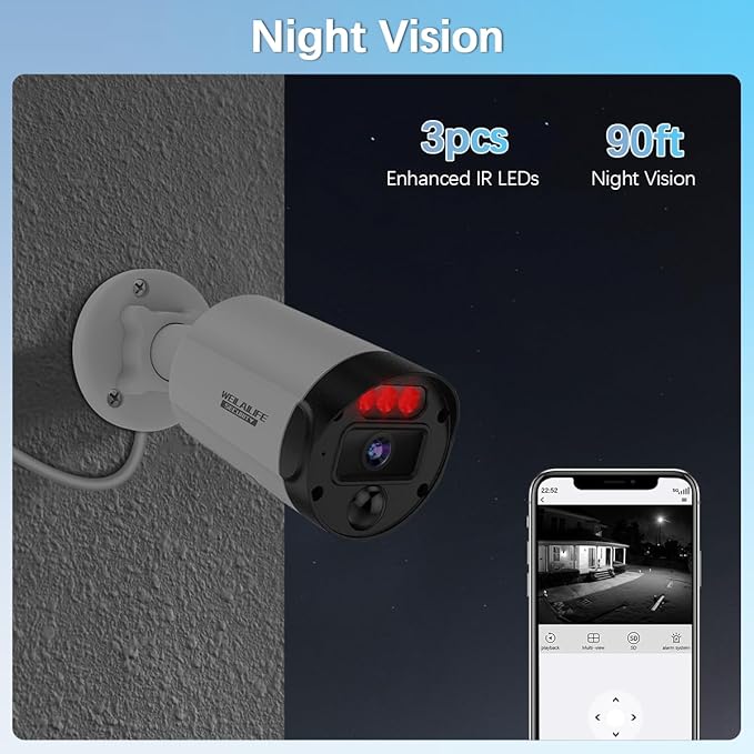 【130° Ultra Wide-Angle & 2-Way Audio】 4K Outdoor Wired Security Camera System, Wired Home Security Camera System, Home Video Surveillance System