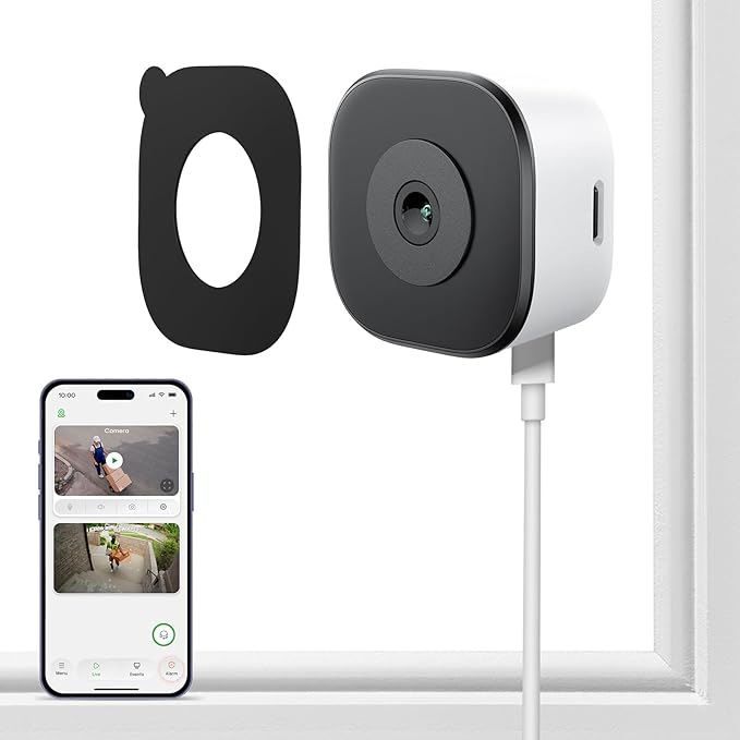 5MP 3K Window Camera for Home Security, 5G&2.4Ghz WiFi Human Detection Alert, AI Full Color Night Vision with Anti-Glare-Reflection 24/7 Events Recording, Easy Magnetic Mount for House/Apartment
