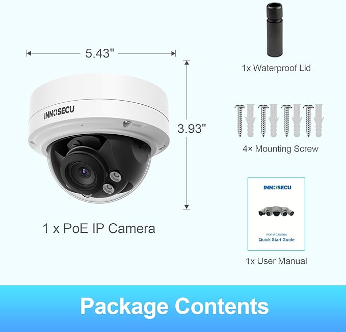 8MP@30fps PoE Camera, 4K Vandal-Proof Dome IP Camera Outdoor, 5X Motorized Lens 2.7~13.5mm, IP67, Built-in Mic, B/W Night Vision 120ft, Human & Vehicle Detection, No PT Supported, IND8VR57Z