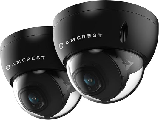 Amcrest 2-Pack UltraHD 4K (8MP) Dome POE IP Camera, 3840x2160, 98ft NightVision, 2.8mm Lens, IP67 Weatherproof, 125° FOV, 256GB MicroSD Recording Black (IP8M-2493EB-AI-V3)