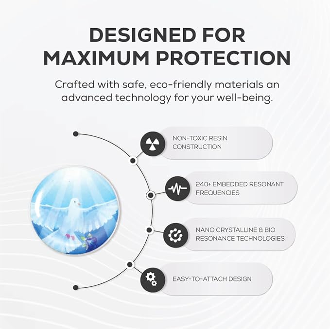 Pack of 6 EMF Stickers for Cell Phone- 5G Ready Harmonizer Stickers Proudly Made in USA for Cell Phones, Laptops or Tablets- EMF mega Shield for All Electronic Devices (Wings of Peace)