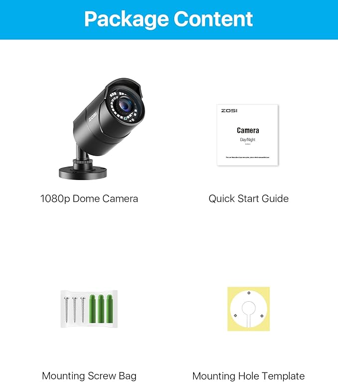 ZOSI 1080P HD 1920TVL Hybrid 4-in-1 TVI/CVI/AHD/960H CVBS CCTV Surveillance Weatherproof Bullet Security Camera Outdoor Indoor,120ft Night Vision,For HD-TVI,AHD,CVI and CVBS/960H analog DVR