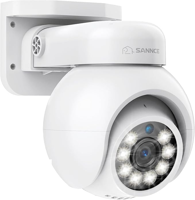 SANNCE 4K 8MP PoE IP Dome Camera with Microphone/Audio, PT Security Camera Outdoor Night Vision 100ft Waterproof IP66 Indoor Wide Angle 2.8mm 24/7 Recording