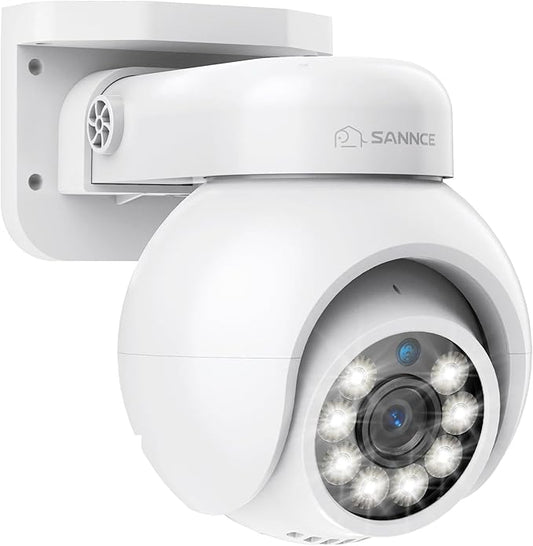 SANNCE 4K 8MP PoE IP Dome Camera with Microphone/Audio, PT Security Camera Outdoor Night Vision 100ft Waterproof IP66 Indoor Wide Angle 2.8mm 24/7 Recording